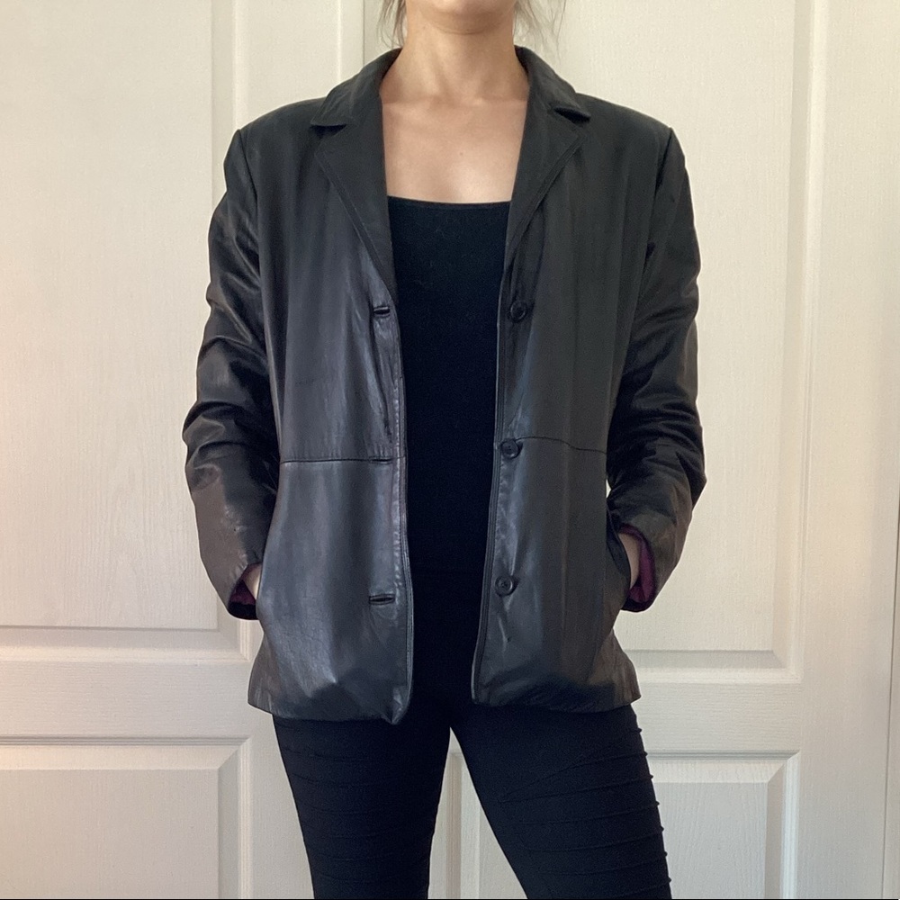Nicole Miller Leather Blazer Jacket Size S
